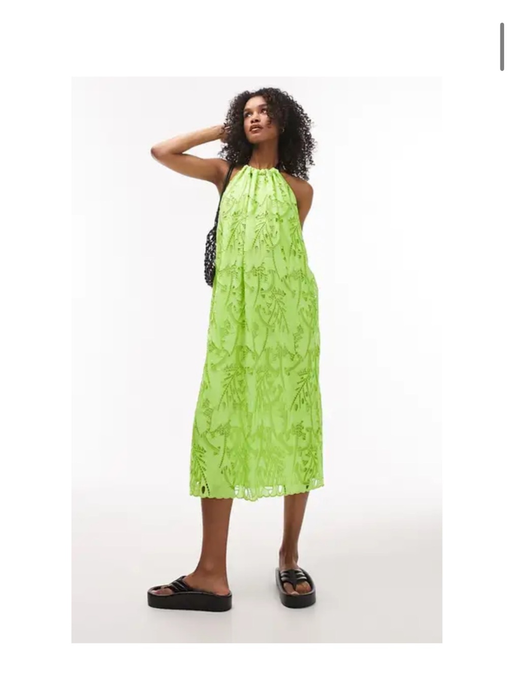 Topshop Neon Lime Halter Midi Dress